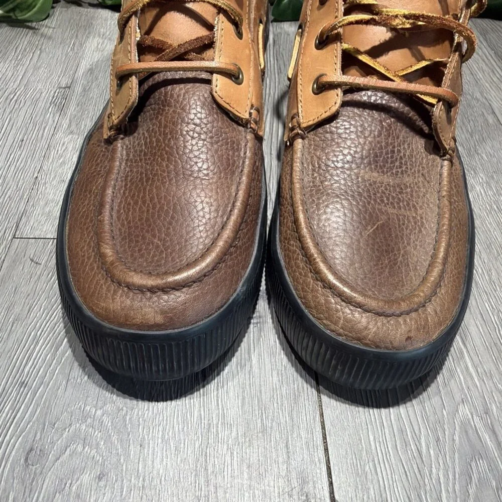 Polo Ralph Lauren Delmont Mens 11.5 Shoes Brown Leather Lace Up Ankle Boots Vtg